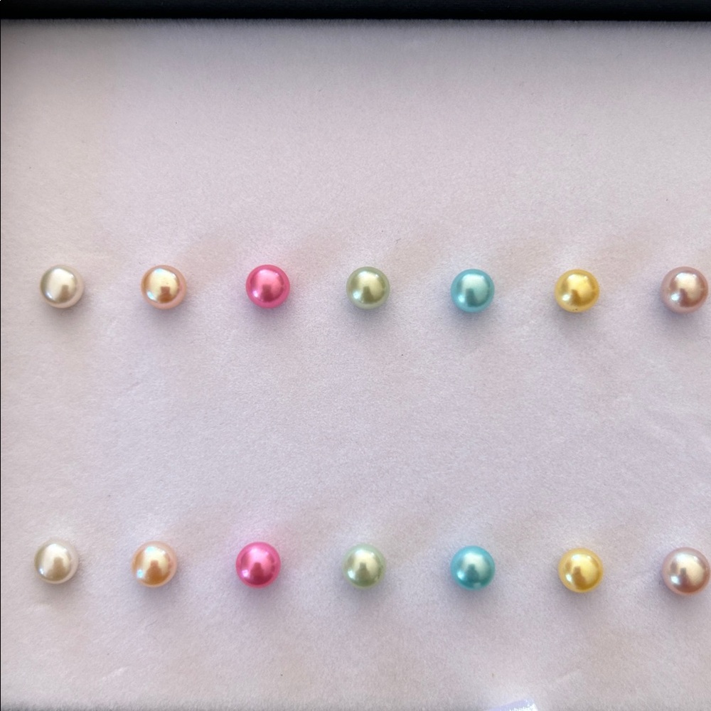 Multi-Color Cultured Freshwater Pearl Earring Set Of 10